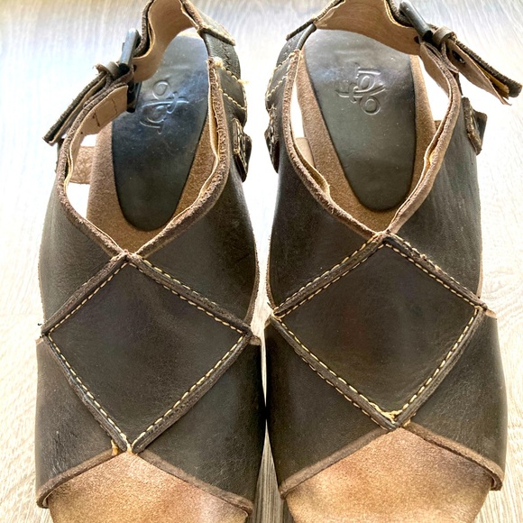 Brown leather wedge sandals - Picture 7 of 9